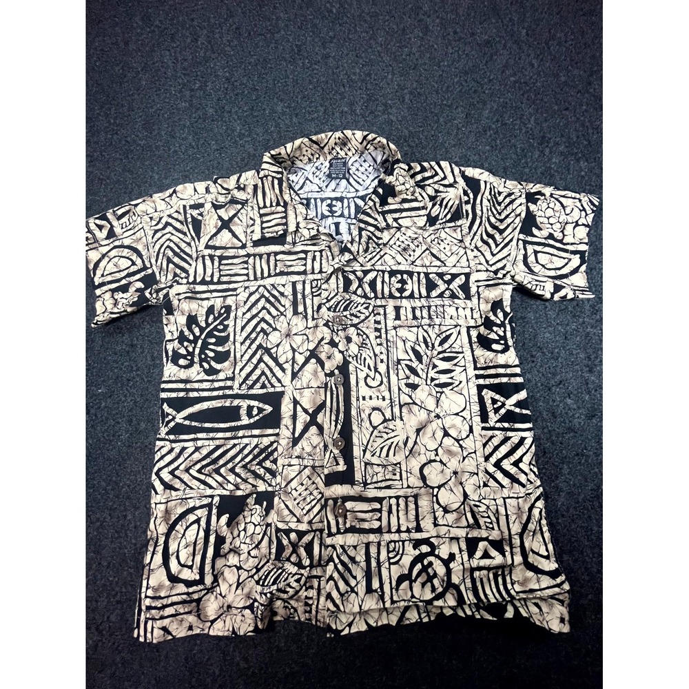 Favant Hawaiian Shirt Men's Medium Multicolor Tribal Print Lightweight Button Up